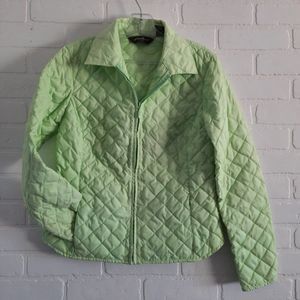 Eddie Bauer Lime Green Summer Weight Quilted Goose Down Jacket Size Medium